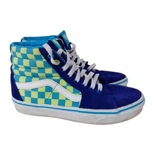 Vans Old Skool Checkers Hi-Top Sneakers Shoes Womens US 6.5 Purple‎ White 500714